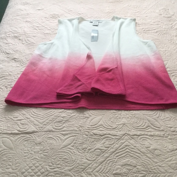 WD.NY - Ombré Open Front Sleeveless Pink Sweater - Picture 5 of 7